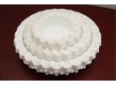 A Set Of Hobnail Milk Glass Stacking  Dishes