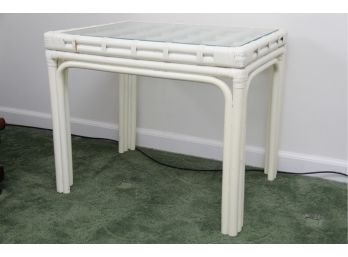 A White Lacquer Faux Bamboo Side Table