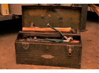 A Vintage Tool Box Filled With Tools