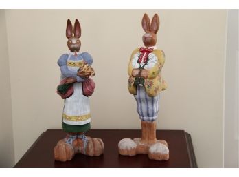 A Pair Of Department 56 Rabbit Figurines