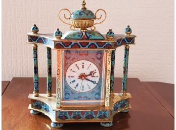 A Cloisonn Mantle Clock Made In The Peoples Republic Of China