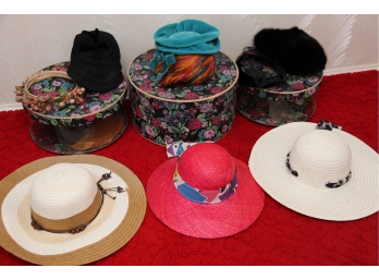 Assortment Of Vintage Women's Hats & Boxes