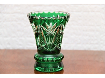 Lovely Green Cut Glass Cup Vase