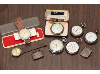 Collection Of Vintage Pocket Watches Including Pedometer