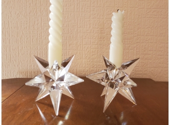 A Pair Of Rosental Crystal Candle Holders