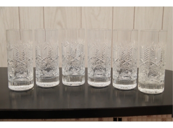Set Of 6 Cut Glass Drinking Glasses