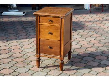 Wooden Peg Leg Side Table With Drawers