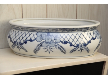 Floral Blue & White Oval Serving Dish