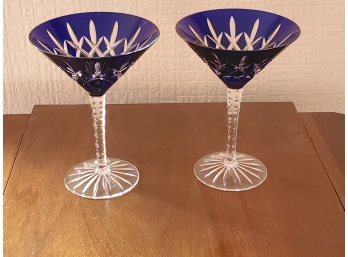 An Amazing Pair Of Cobalt Blue Martini Glasses
