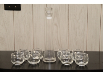 8 Mid Century Modern Star Glasses With Decanter