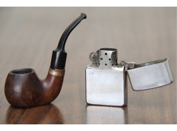 Vintage Zippo Lighter With Pipe