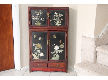 Asian Cabinet With Jaded Mother Of Pearl Accent