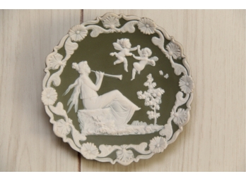 Wedgwood Style Green Hanging Wall Plate