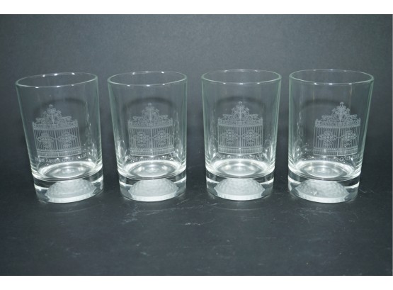 A Set Of 4 Innis Arden Golf Club Etched Golf Ball Bottom Glasses