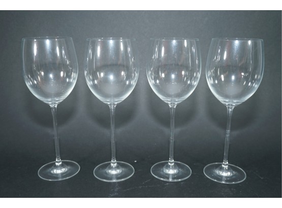A Set Of 4 Crystal Long Stem Red Wine Glasses