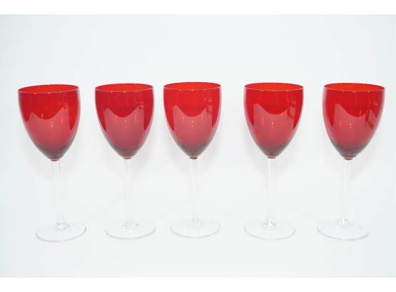 A Set Of 5 Red Wine Glasses