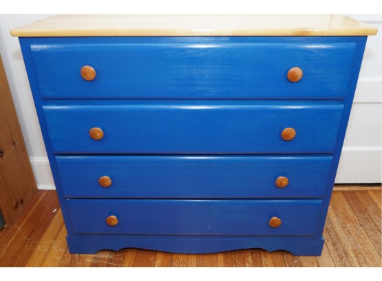 A Blue Painted Pine Tall Chest Of Drawers