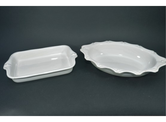 A Pair Of Juliska Berry And Thread White Ceramic Serving Dishes