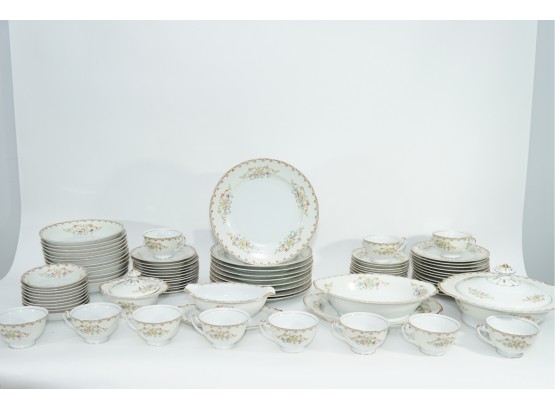 84 Piece Arden China Set Gold Rimmed Made In Japan Including Cups, Saucers, Plates, Bowls And Serving Bowls