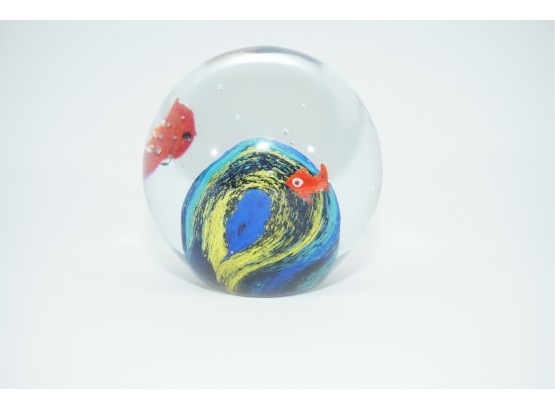 Spherical Fish In Glass Paperweight
