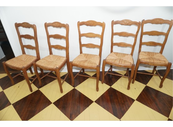 A Set Of Maple Rush Seat Dining Chairs Made In Italy