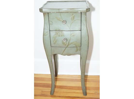 Distressed Floral Green Side Table