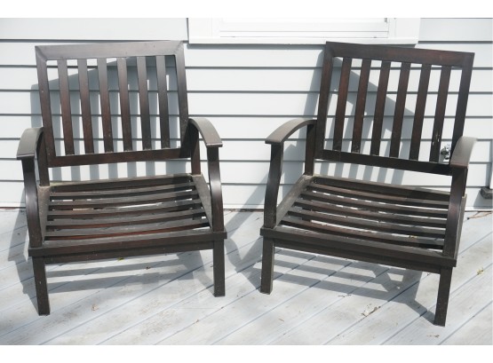 A Pair Of Outdoor Aluminum Painted Patio Chairs (cushions Included)