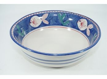 Solimene Vietri Hand Painted Cobalt Blue Fish Ceramic Bowl