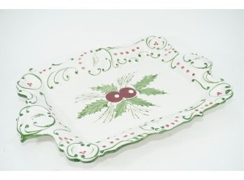 Hand Painted Holly Serving Tray