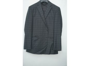 Saks Fifth Avenue Grey Striped Suit Jacket And Pants Combo With Ermenegildo Zegna Cloth