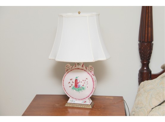 A Porcelain Hand Painted Urn Turned Into Table Lamp