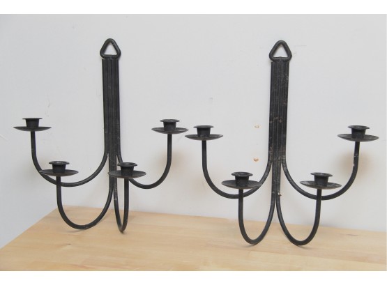 A Pair Of 4 Candle Wall Hanging Candelabra