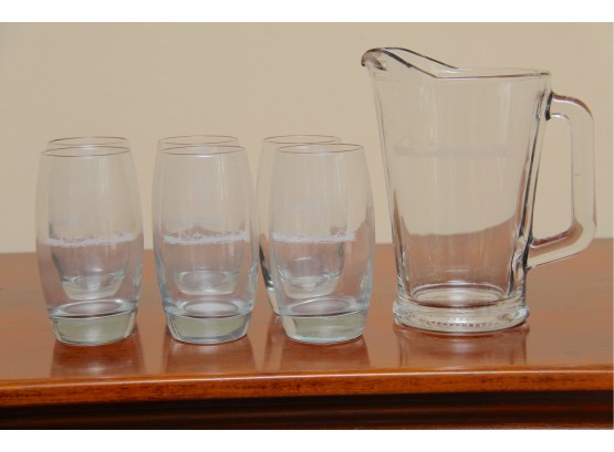 Iced Tea Set Including Pitcher And 6glass Glasses