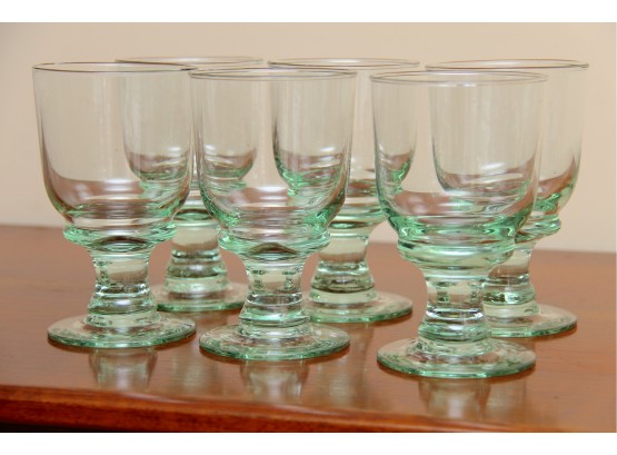 A Set Of Green Stem Belgium Glass Goblets