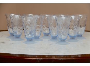 Collection Of Blue Mayfair Depression Glass Parfeit Glasses