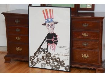 RARE Iranian Revolution Poster 'Uncle Sam Skull Strangulated By A Collective Fist'