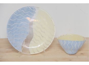 A Modern Kosta Boda  Display Plate With Matching Bowl