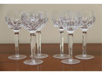 Set Of 6 Waterford  Lismore Crystal White Wine Glasses