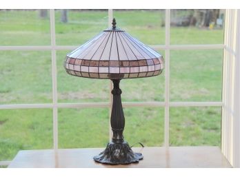 A Beautiful Tiffany Style Stained Glass Lamp Made In The USA