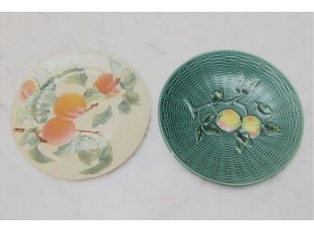 A Pair Of Majolica Dishes With Fruit Motif