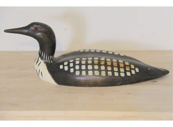 A Large Duck Decoy With Glass Eyes  28 Inches Long