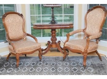 A Pair Of Queen Ann Custom Upholstered Side Chairs