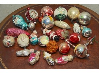 A Collection Of Vintage Glass Christmas Ornaments
