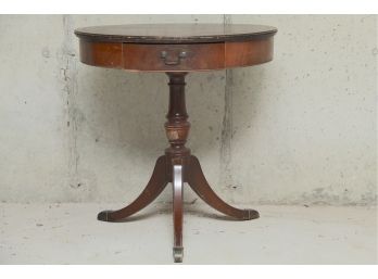 Leather Top Mahogany Drum Table By Lammerts