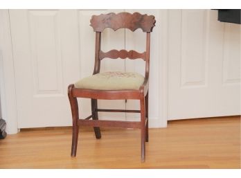A Burl Wood Side Chair With Needlepoint Cushion