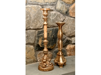 Pair Of Large Candlesticks  On Fireplace
