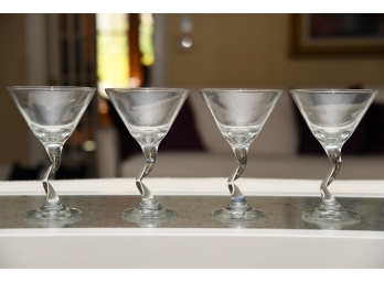 A Collection Of 4 Zig Zag Stem Martini Glasses