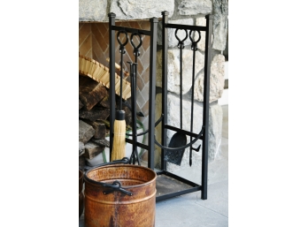 Wrought Iron Fireplace Tools With Holder