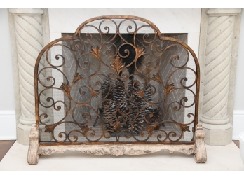Hand Burnished Metallic Painted Fireplace Screen