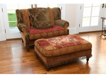 A Domain  Oversized Frilled  Arm Chair With Coordinating Ottoman